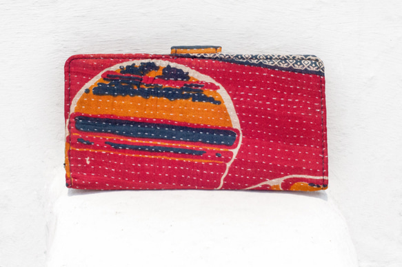 手刺繍財布 手縫いのサリー財布 シルク刺繍ロングクリップ - ボヘミアンハンド刺繍 5枚目の画像