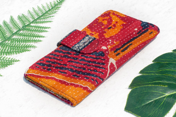 手刺繍財布 手縫いのサリー財布 シルク刺繍ロングクリップ - ボヘミアンハンド刺繍 7枚目の画像