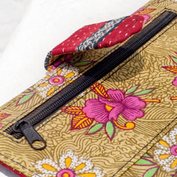 手刺繍財布 手縫いのサリー財布 シルク刺繍ロングクリップ - ボヘミアンハンド刺繍 9枚目の画像