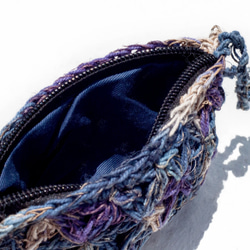 手工棉麻鉤織零錢包/收納包/雜物包/耳機收納袋/悠遊卡套-紫色花 第4張的照片