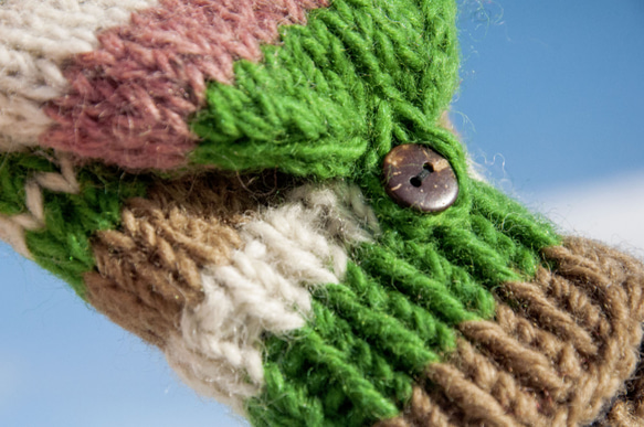 聖誕禮物 母親節 情人節禮物 新年禮物 民族風 手織純羊毛針織手套/可拆卸手套/內刷毛手套/保暖手套-森林綠草原 第6張的照片