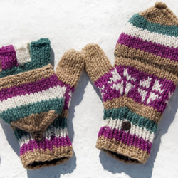 聖誕禮物 母親節 情人節禮物新年禮物生日禮物閨蜜禮物 手織純羊毛針織手套/可拆卸手套/內刷毛手套/保暖手套-南美洲童趣 第1張的照片