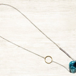 聖誕禮物 Glass necklace / 簡約感 / 法式條紋口吹玻璃項鍊 短鏈 長鏈 - 深海 deep blue 第5張的照片