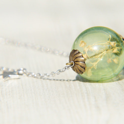 Flower Necklace 情人節禮物 / 森林女孩 / 法式透明感玻璃球花朵項鍊 - 綠光滿天星森林 第3張的照片