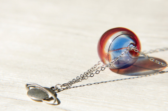 Glass Necklace / 宇宙星球 / 法式條紋口吹玻璃項鍊 短鏈 長鏈 - 一起去外太空旅行吧！ 第4張的照片