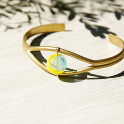 brass bracelet / 極簡感 / 英式設計感玻璃球黃銅手環 / 手鐲 - 漸層天空與太陽 glass 第2張的照片