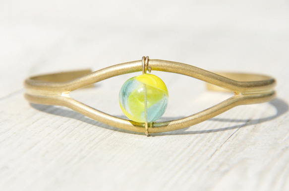brass bracelet / 極簡感 / 英式設計感玻璃球黃銅手環 / 手鐲 - 漸層天空與太陽 glass 第3張的照片