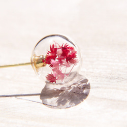Glass accessory 森林系 植物原味玻璃球金色胸針 別針 - 紅色花朵 + 粉色滿天星 + 蒲公英森林 第8張的照片
