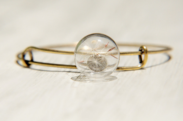 Glass bracelet  / 森林女孩 / 英式簡約玻璃球金色手環 / 手鐲 - 蒲公英森林 flower 第3張的照片