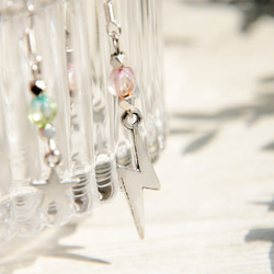 design earrings 情人節禮物 / 簡約感 / 復古銀琉璃耳環 - 閃電與星空宇宙（夾式 / 耳針式） 第7張的照片
