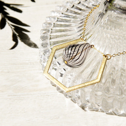 ガラスネックレス/シンプルなセンス/フランス語真鍮ガラスのネックレス鎖骨短鎖長鎖 - 幾何レーンチョコレート 9枚目の画像