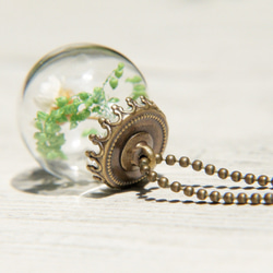 Flower Necklace / 森林系 / 法式玻璃乾燥花古銅項鍊 - 清新花朵 第3張的照片