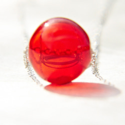 Glass Necklace / 簡約感 / 法式口吹玻璃項鍊 短鏈 長鏈 鎖骨鏈- 口紅 紅色太陽 第4張的照片