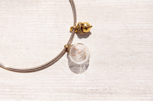 glass bracelet / 森林系 / 英式幾何設計感玻璃球金色手環 手鐲 手鍊 - 蒲公英 + 橡樹實 第5張的照片