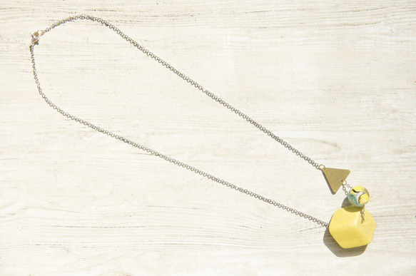 boho necklace 情人節禮物 / 簡約感 / 法式口吹透明玻璃球木質項鍊 - mixed 異材質黃色繽紛世界 第4張的照片