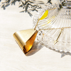 brass necklace / 幾何風 / 法式條紋口吹玻璃項鍊 短鏈 長鏈 glass- 彎型小山 山丘 第7張的照片