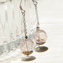 glass earrings / 簡約感 / 法式旋轉圓舞曲玻璃球耳環 / 耳飾 - 雙色糖果 ( 夾式 / 耳針式 ) 第5張的照片