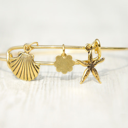 brass bracelet 情人節禮物 / 簡約感 / 玩味銀色手鐲 手環 手鍊 - 金黃色海底世界 ocean 第2張的照片