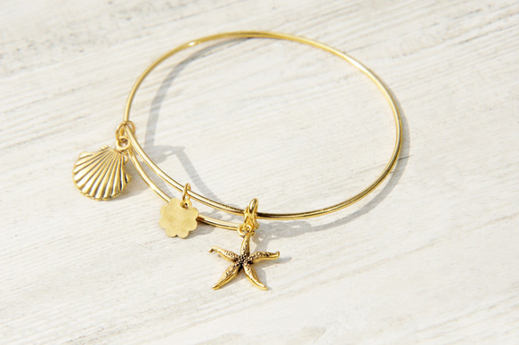 brass bracelet 情人節禮物 / 簡約感 / 玩味銀色手鐲 手環 手鍊 - 金黃色海底世界 ocean 第7張的照片