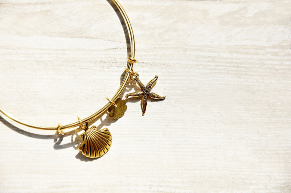 brass bracelet 情人節禮物 / 簡約感 / 玩味銀色手鐲 手環 手鍊 - 金黃色海底世界 ocean 第8張的照片