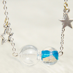 glass necklace / 幾何風 / 法式條紋口吹玻璃項鍊 短鏈 長鏈 鎖骨鍊 - 虛實間的藍色冰心玻璃 第3張的照片