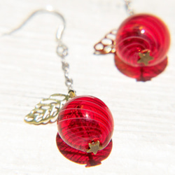 fruit earrings / 簡約感 / 法式旋轉圓舞曲玻璃球耳環 / 耳飾 - 紅色蘋果 ( 夾式 / 耳針式 ) 第7張的照片