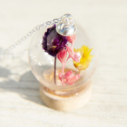 flower necklace 情人節禮物 / 森林系 / 法式玻璃乾燥花項鍊 鎖骨鏈 短鏈 長鏈 - 木質森林雙色花朵 第3張的照片