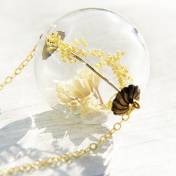 flower necklace / 森林系 / 法式乾燥花玻璃項鍊 鎖骨鏈 短鏈 長鏈 - 黃色植物藤蔓 + 黃色情人草 第1張的照片