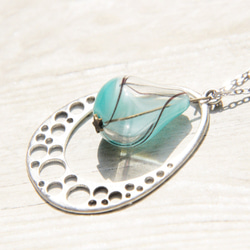 glass necklace 情人節 / 幾何風 / 法式條紋口吹玻璃項鍊 短鏈 長鏈 - 純淨水滴 blue drop 第2張的照片