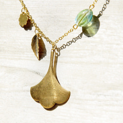brass necklace 情人節禮物 / 植物系 / 法式黃銅項鍊 鎖骨鍊 短鍊 長鍊 - 森林銀杏葉片 leaf 第2張的照片