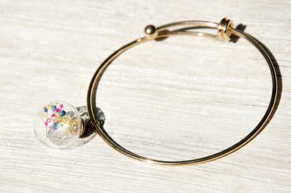 flower bracelet / 森林系 / 英式簡約設計感玻璃球金色手環 / 手鐲 - 彩虹色滿天星 flower 第7張的照片