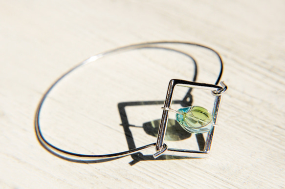 glass bracelet 情人節禮物 / 極簡感 / 英式幾何彩色漸層玻璃球銀色手環 / 手鐲 - 綠色森林 第7張的照片