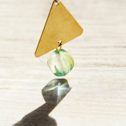 brass earrings 新年快樂 / 簡約感 / 復古黃銅琉璃耳環 - 虛實的三角幾何世界(夾式/耳針式) 第6張的照片