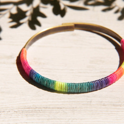 colorful bracelet 情人節禮物 / 簡約感 / 法式古銅手環 手鐲 手鍊 - 彩虹漸層色蠶絲蠟線 第6張的照片