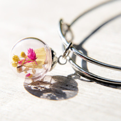ロマンス/森ガール/英語ミニマルなピンクのガラス玉シルバーブレスレット/ブレスレット - 小さな森の花のブレスレット 1枚目の画像
