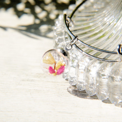 ロマンス/森ガール/英語ミニマルなピンクのガラス玉シルバーブレスレット/ブレスレット - 小さな森の花のブレスレット 4枚目の画像