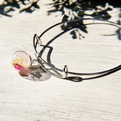 ロマンス/森ガール/英語ミニマルなピンクのガラス玉シルバーブレスレット/ブレスレット - 小さな森の花のブレスレット 5枚目の画像