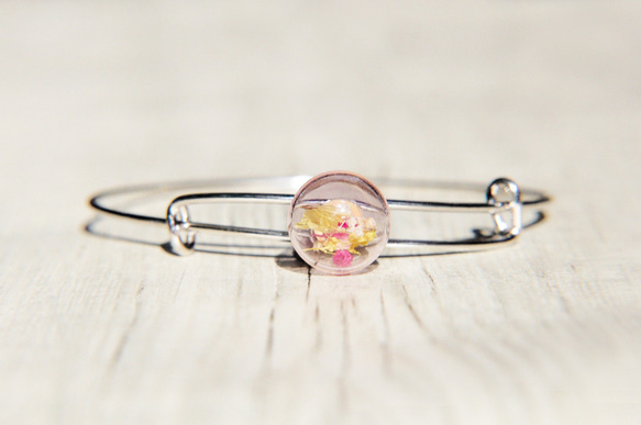 romance / 森林女孩 / 英式簡約粉色玻璃球銀色手環 / 手鐲 - 小森林 flower bracelet 第9張的照片
