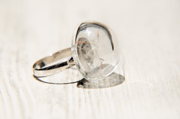 森林女孩 / 英式乾燥花透明玻璃球戒指dandelion ring - 蒲公英小森林 glass ring 第1張的照片