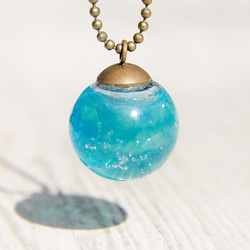 透明ガラス玉のネックレス短鎖の耳小骨の鎖長のイギリス/センス/オーシャン風 - 輝く青い地中海の青い海ガラスのネックレスで 2枚目の画像
