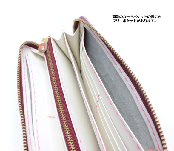 【5色展開】エナメル クロコ型押しラウンドファスナー型 長財布 /本革 4枚目の画像