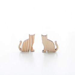 客製化姓名禮物原木淺色造型木片 - 坐著的小貓 第1張的照片