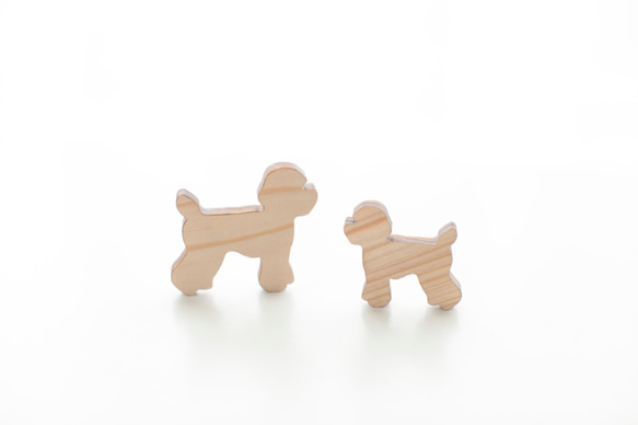 客製化姓名禮物原木淺色造型木片 - 貴賓狗 第1張的照片