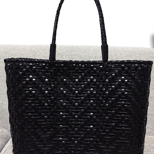 エレガントメッシュバッグ Hサイズ A4サイズ エナメルブラック 〔受注  