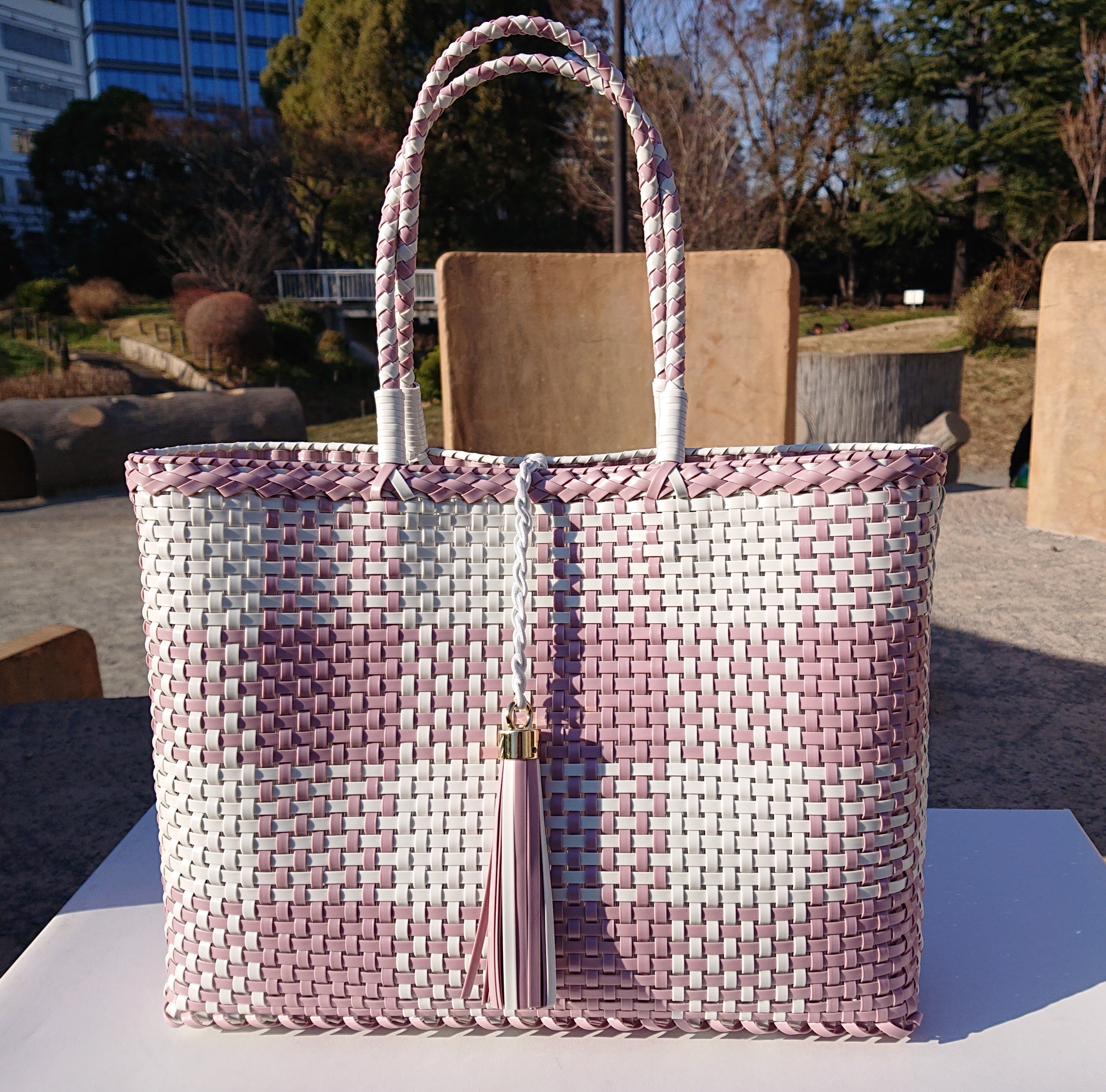 春色チェックのテープバッグ 受注制作 送料込 12,012円