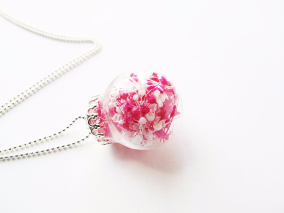 *ロージーガーデン*ピンクの桜のミルクガラス玉のネックレスの星 3枚目の画像
