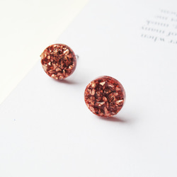 ＊Rosy Garden＊橙銅星球的碎片礦石簇耳環 可換耳夾式 第2張的照片