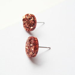 ＊Rosy Garden＊橙銅星球的碎片礦石簇耳環 可換耳夾式 第3張的照片