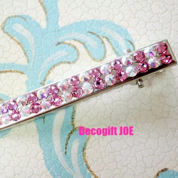 スワロフスキーデコ ヘアクリップ クリスタルオーロラ＆ローズ
