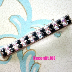 スワロフスキーデコ ヘアクリップ クリスタルオーロラ＆ジェット